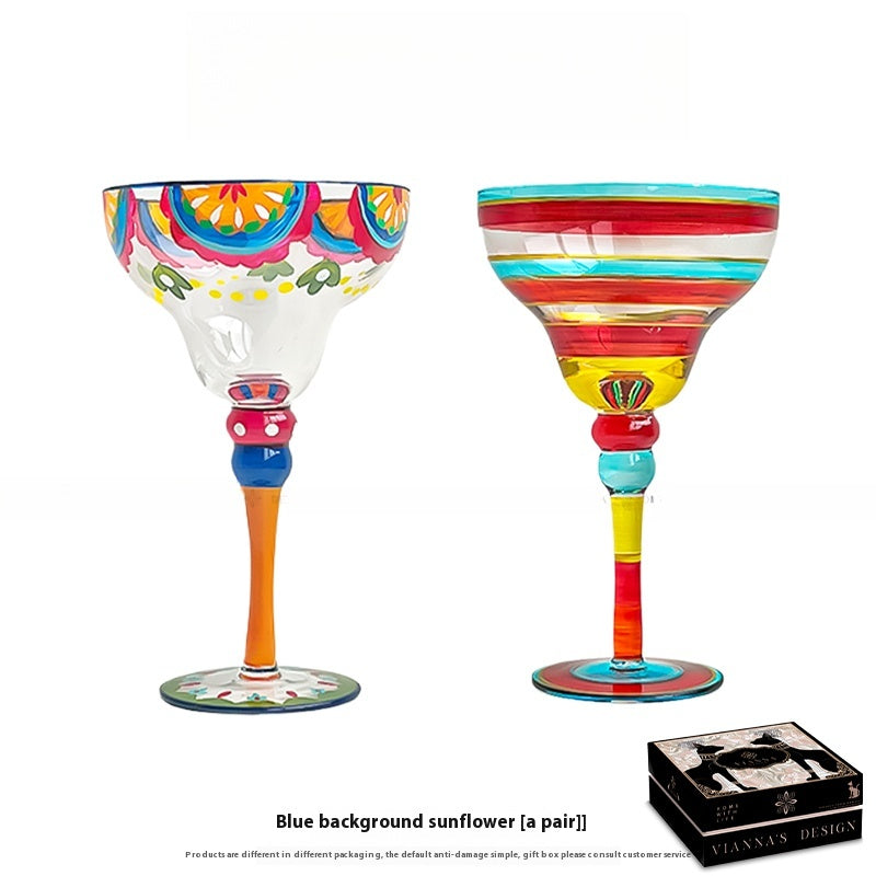 High-value hand-painted stained glass red wine glass cocktail glass birthday gift