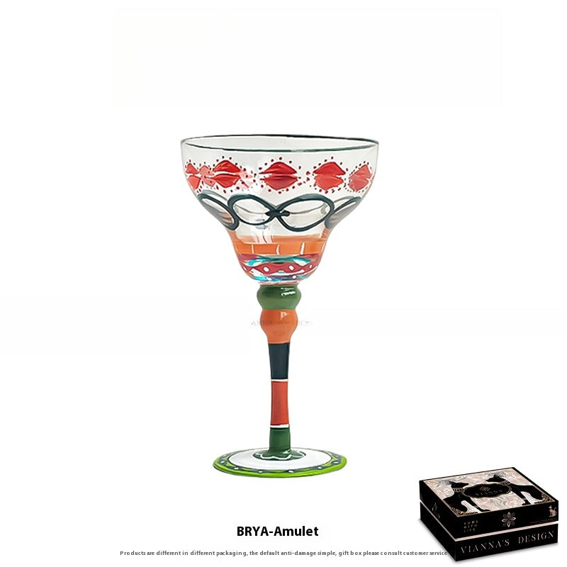 High-value hand-painted stained glass red wine glass cocktail glass birthday gift