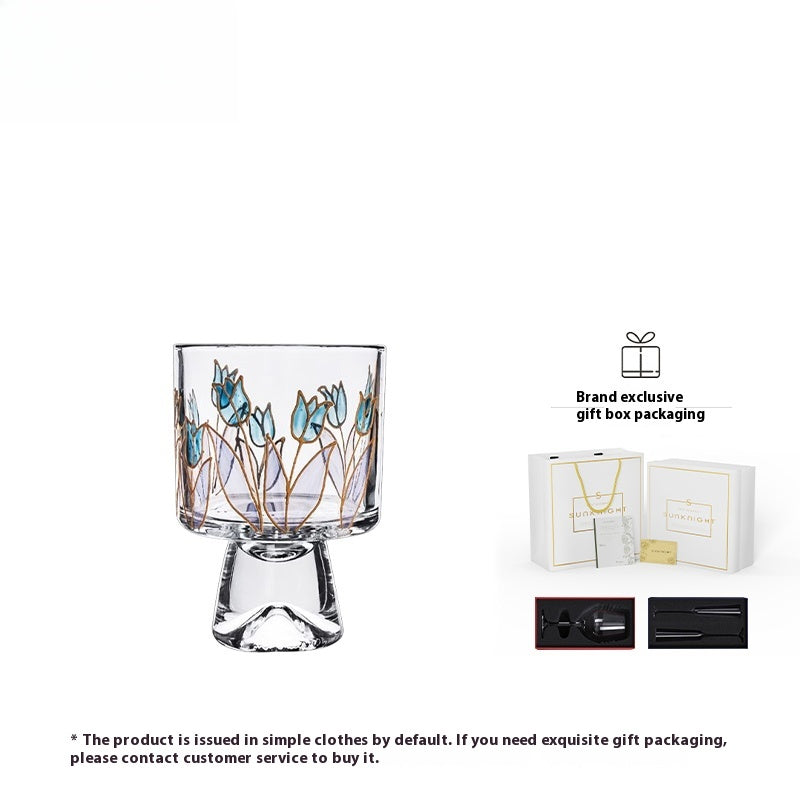 Cups, glasses, creative high-value tulip painted water cups, foreign wine cups, floral fragrance