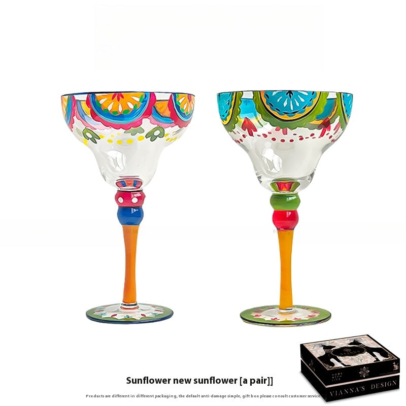 High-value hand-painted stained glass red wine glass cocktail glass birthday gift