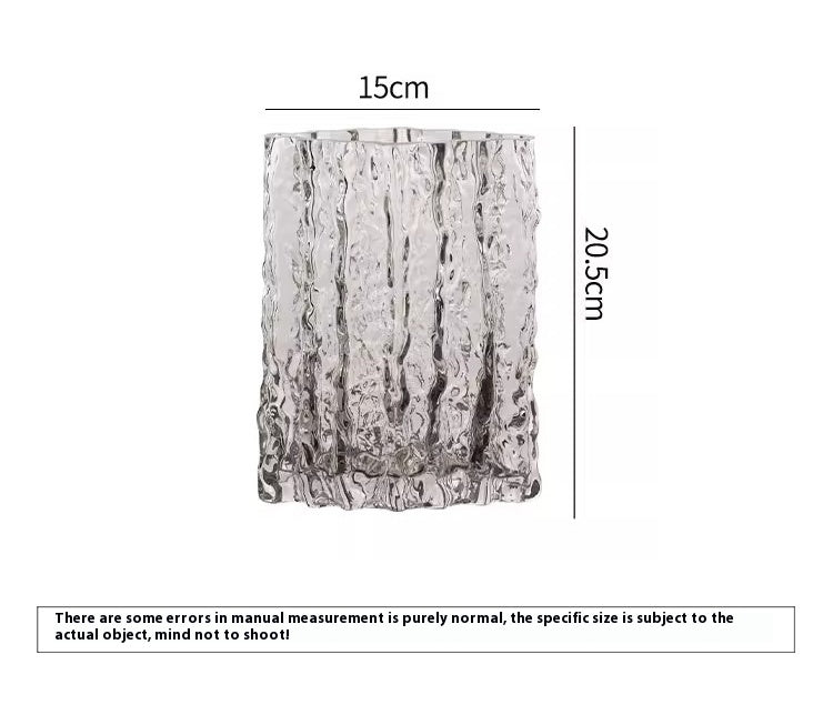 Vase ornament Living room flower arrangement glass high-end transparent glacier pattern | Spring light