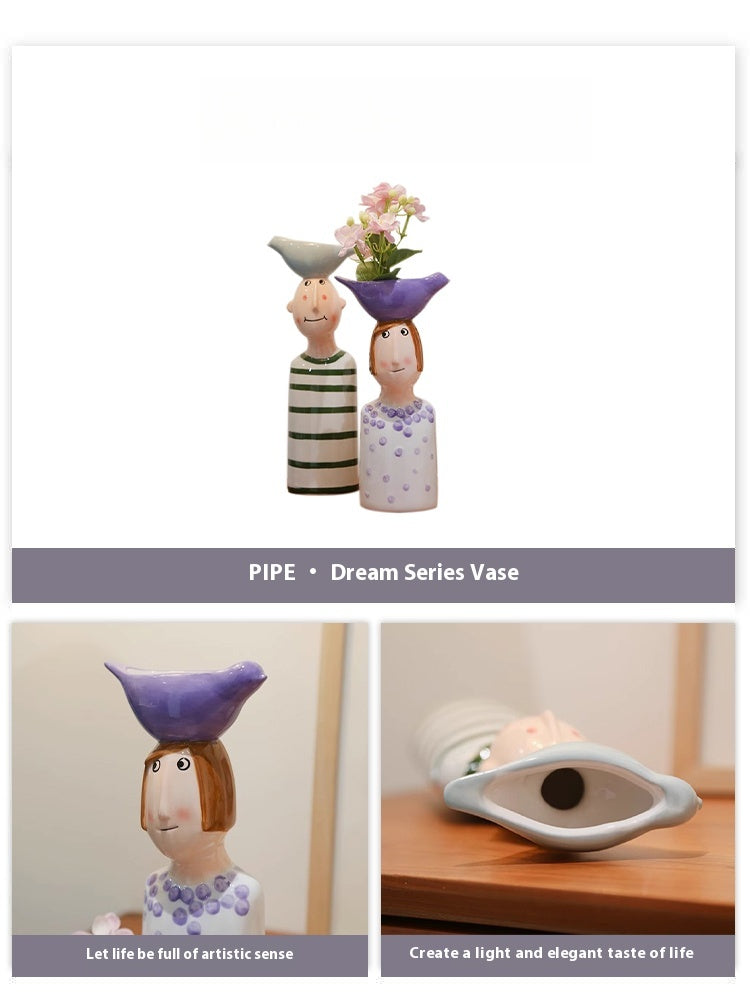 Vase ceramic fun hydroponic home decoration ornament housewarming gift | Dream