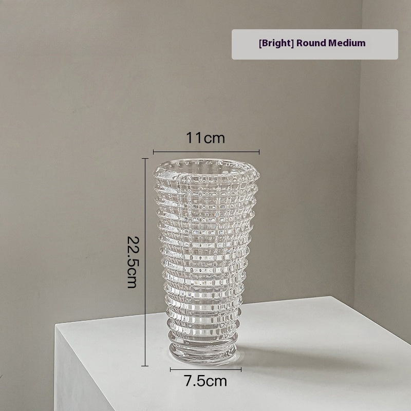 Vase ornament Living room flower arrangement glass transparent water nourishes light luxury and high-end sense | Bright