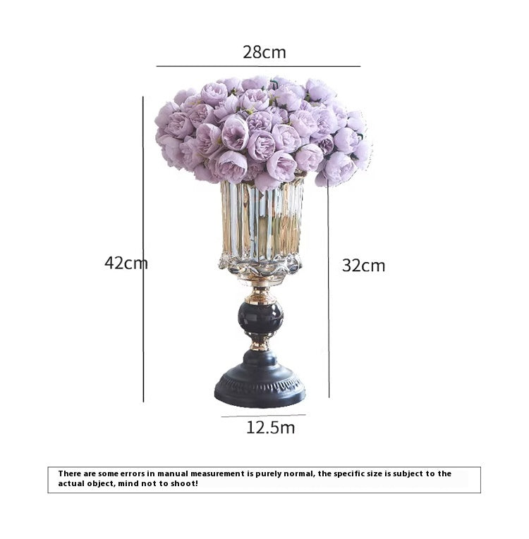 Vase Modern Light Luxury Premium Glass Flower Arranger Ornament Living Room Dining Table | Anno