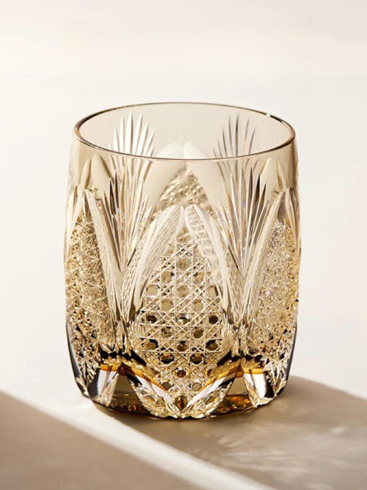 Edo cut white rime crystal wine glass hand-carved glass whiskey foreign wine cup free gift box