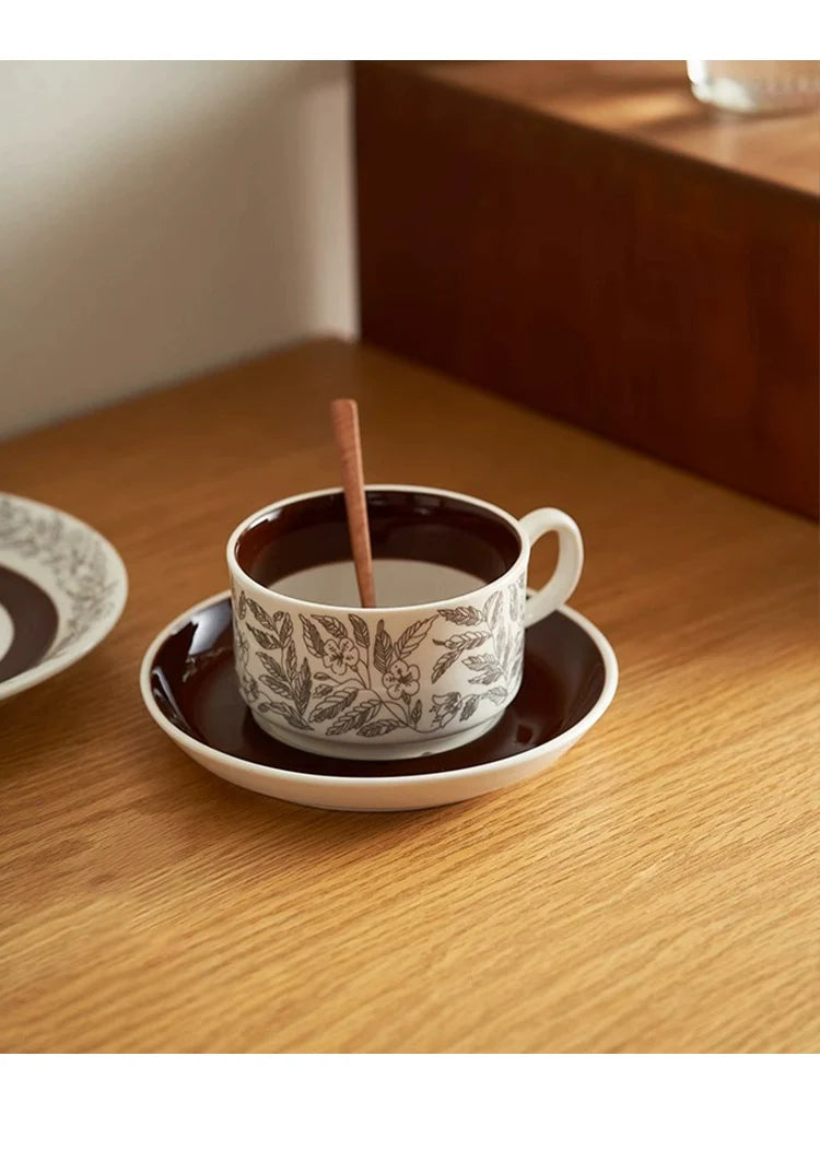 Cups Medieval Coffee Cups and Saucers Delicate Household Ceramic Cup Set French | Qinghan