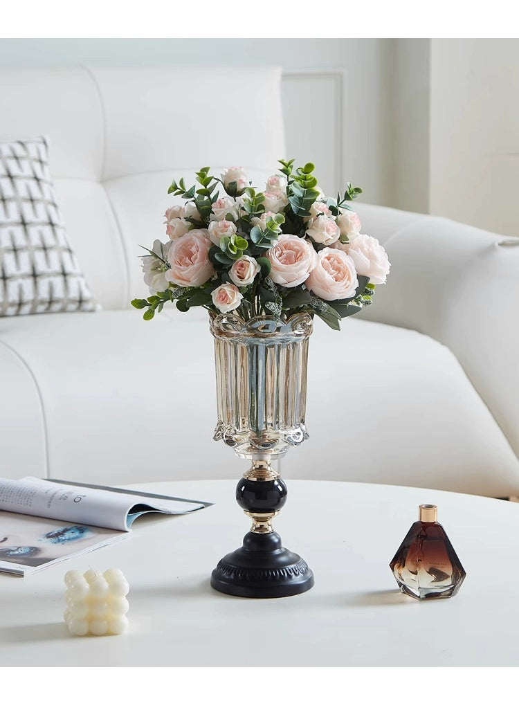 Vase Modern Light Luxury Premium Glass Flower Arranger Ornament Living Room Dining Table | Anno