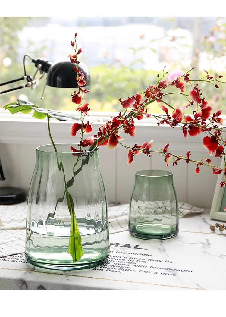 Light luxury transparent glass vase ornament living room table placement | Manta