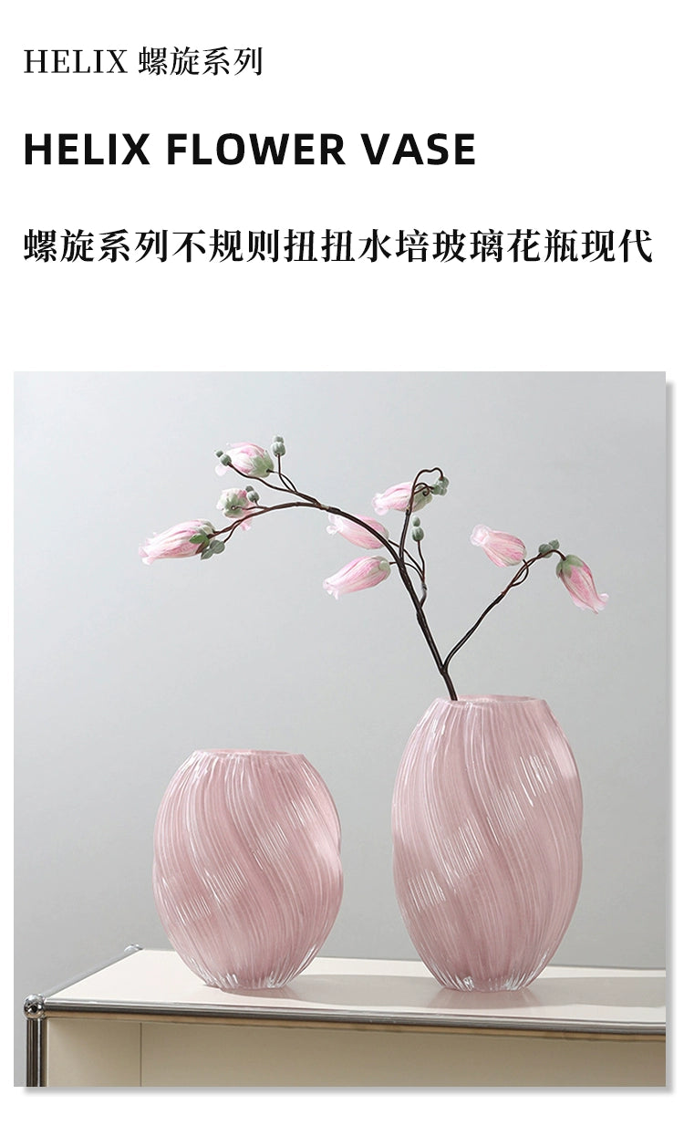 Vase Irregular Twist Glass Flower Arranger Modern ins Home Ornament | Spiral