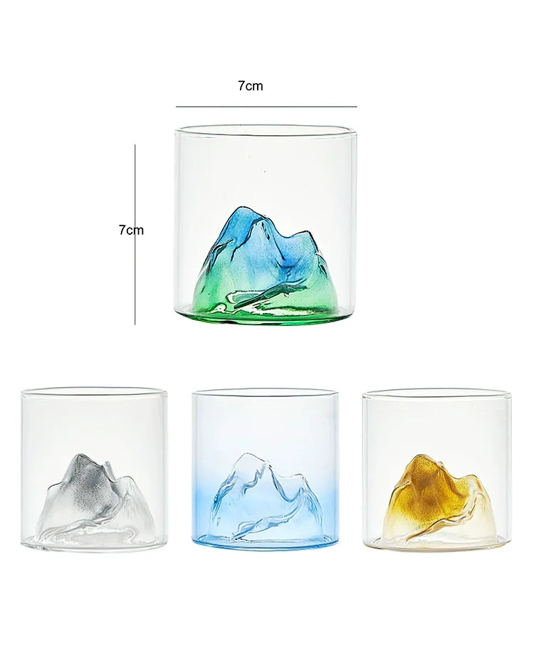 Cups Household Color 3D Stereoscopic Mountain View Heat-resistant Glasses Wine Glasses | Iceberg