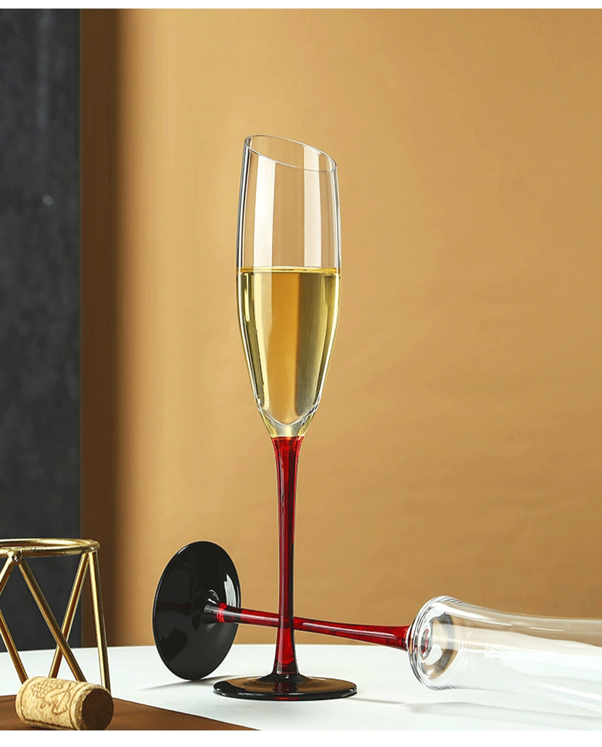 European Champagne Glass Set Creative Crystal Glass Wine Glass Goblet | Red Rod