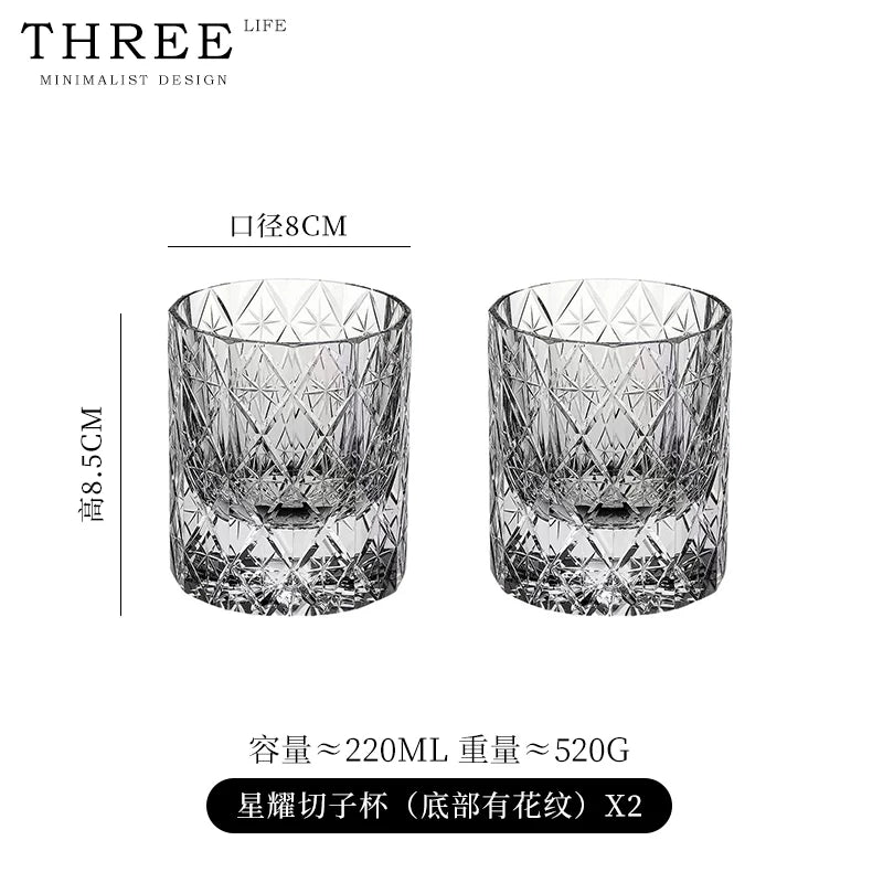 Cups High-end hand-carved K9 crystal glass whiskey foreign wine cup | Star
