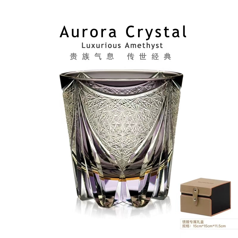 Edo Cezi Sanctuary Purple Ice Hand-carved Whiskey Crystal Cup Glass Wine Glass High-end Gift Gift