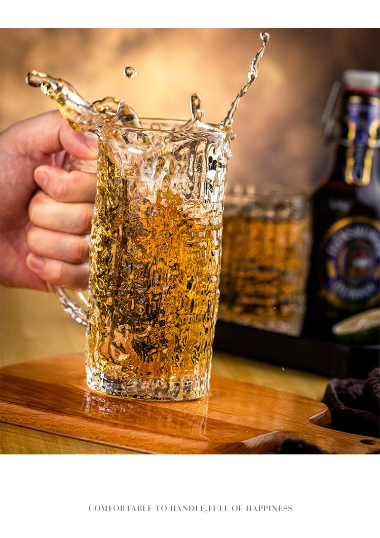 Premium Sense Draft Beer Cup with Handle Large Capacity Crystal Glass Set | Bark