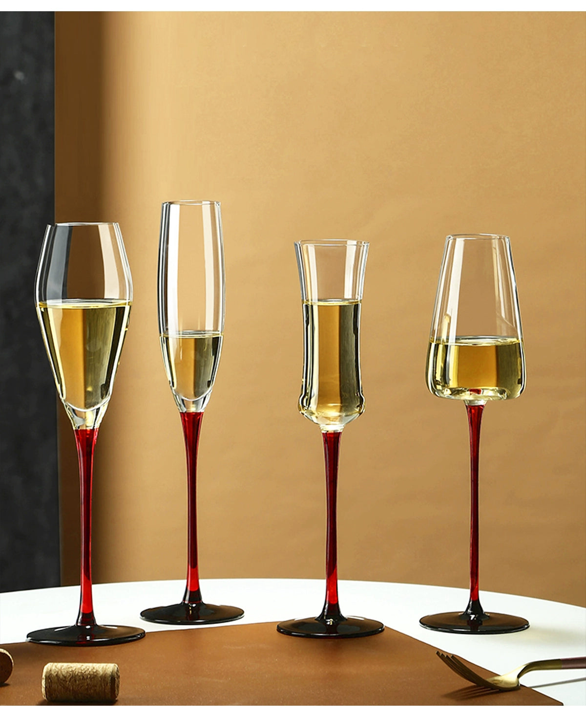 European Champagne Glass Set Creative Crystal Glass Wine Glass Goblet | Red Rod