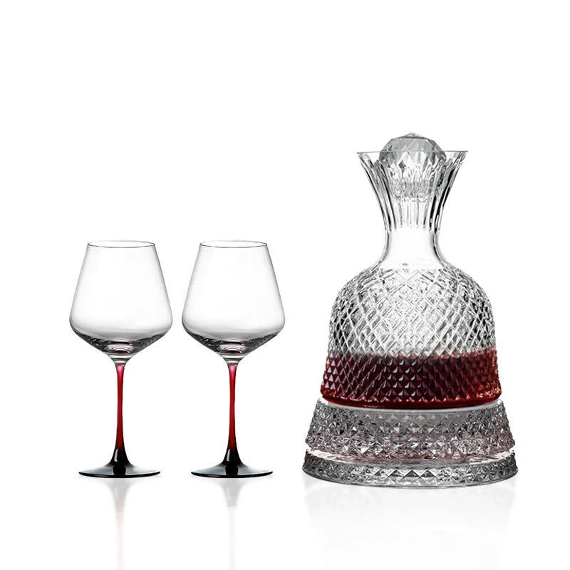 European high-end red wine glass rotating crystal wine decanter wine set