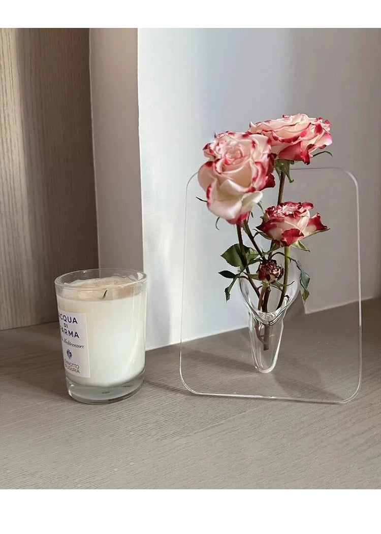 Vase Nordic ins premium sense transparent desktop porch flower arrangement ornament | Photo frame