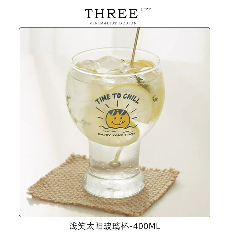 Beer Cup Glass Household Drinking Cup Creative Milk Cup | Smile