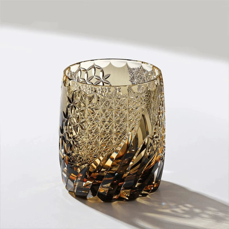 Edo cut cup dancing in the wind wind wind light luxury art pure hand-carved whiskey glass