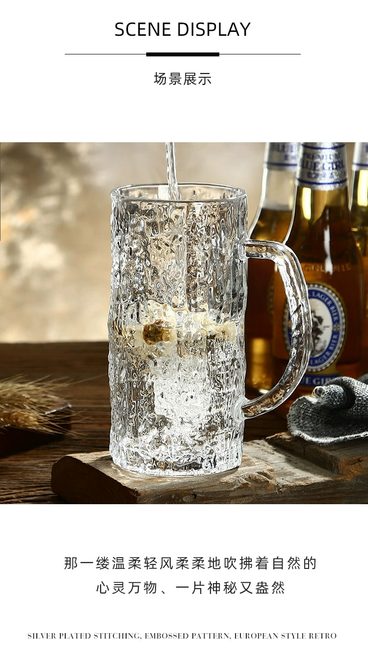 Premium Sense Draft Beer Cup with Handle Large Capacity Crystal Glass Set | Bark