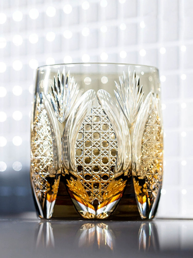 Edo cut white rime crystal wine glass hand-carved glass whiskey foreign wine cup free gift box
