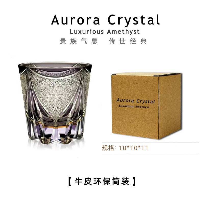 Edo Cezi Sanctuary Purple Ice Hand-carved Whiskey Crystal Cup Glass Wine Glass High-end Gift Gift