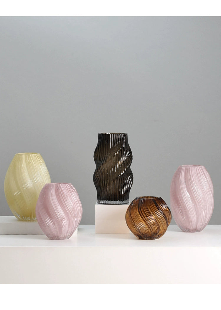 Vase Irregular Twist Glass Flower Arranger Modern ins Home Ornament | Spiral