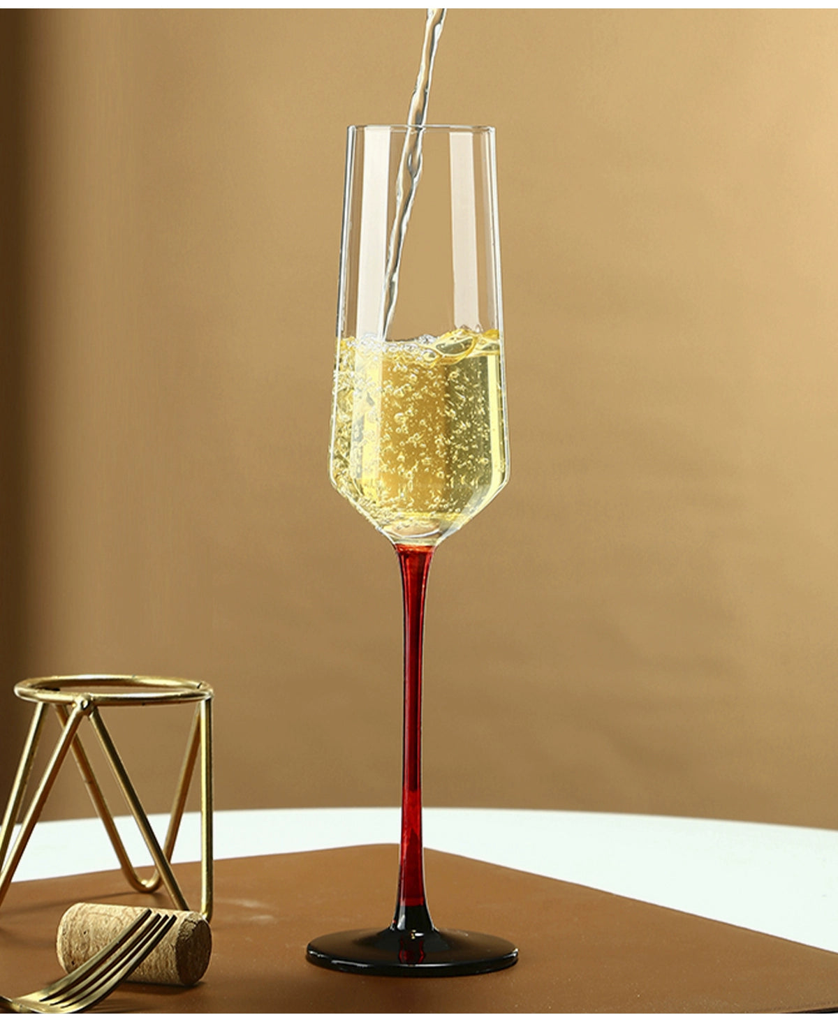 European Champagne Glass Set Creative Crystal Glass Wine Glass Goblet | Red Rod