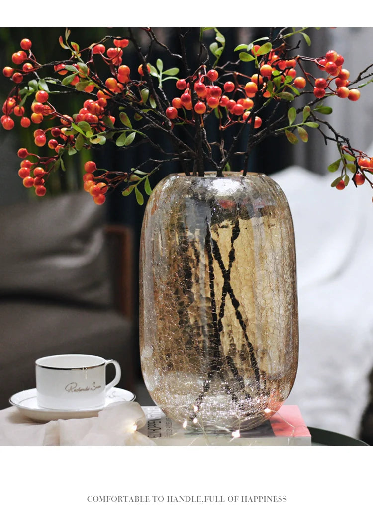 Creative light luxury cracked glass flower arrangement transparent home decoration | Ice flowers