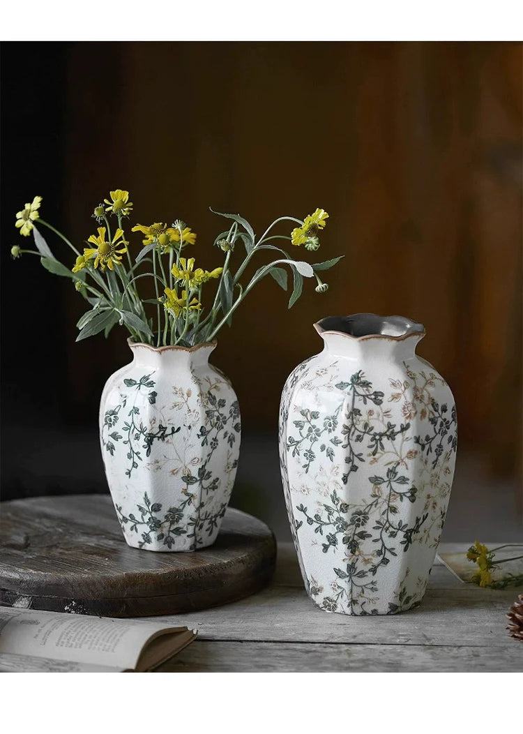 Vase retro star anise ceramic ice crack ornament living room new Chinese style | Linglong