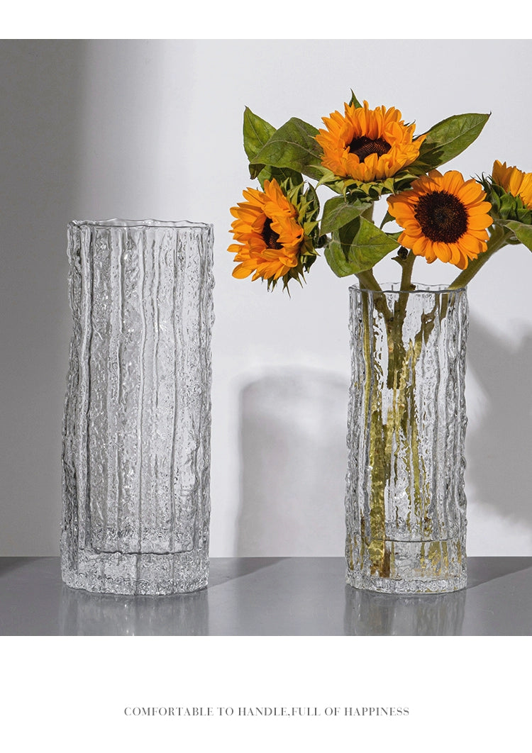 Glacier Vase Glass Transparent Flower Arrangement Living Room Dining Table Ornament | Extreme Frozen