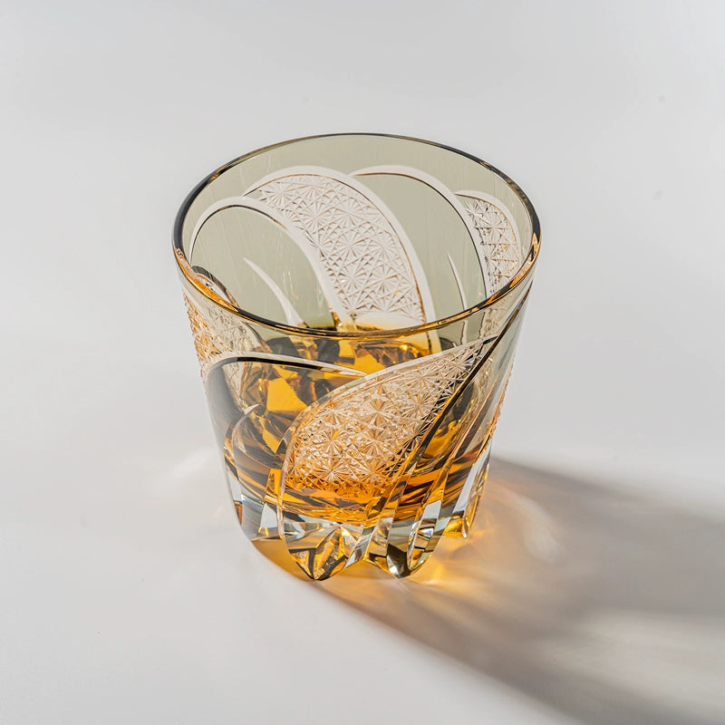 Edo Cut Moon Rainbow Lock Cup Handmade Crystal Cup Foreign Wine Cup Whisky Glass Premium