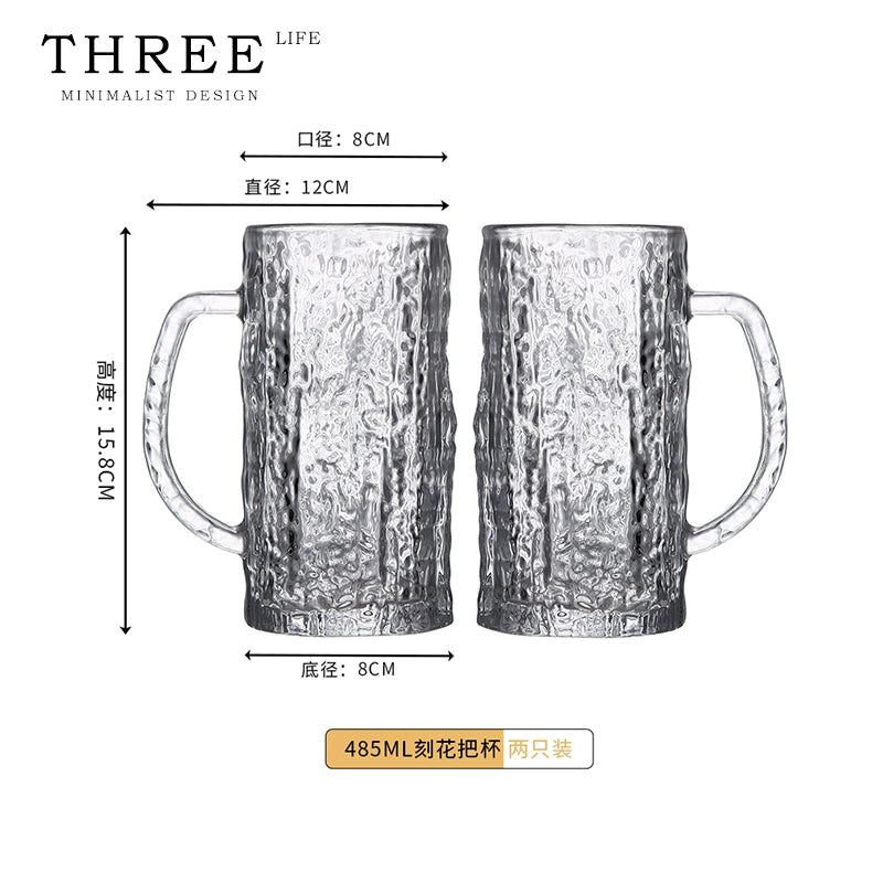 Premium Sense Draft Beer Cup with Handle Large Capacity Crystal Glass Set | Bark
