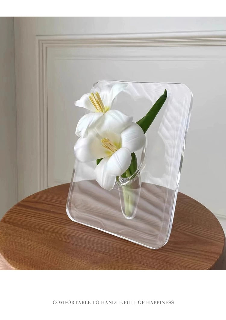Vase Nordic ins premium sense transparent desktop porch flower arrangement ornament | Photo frame
