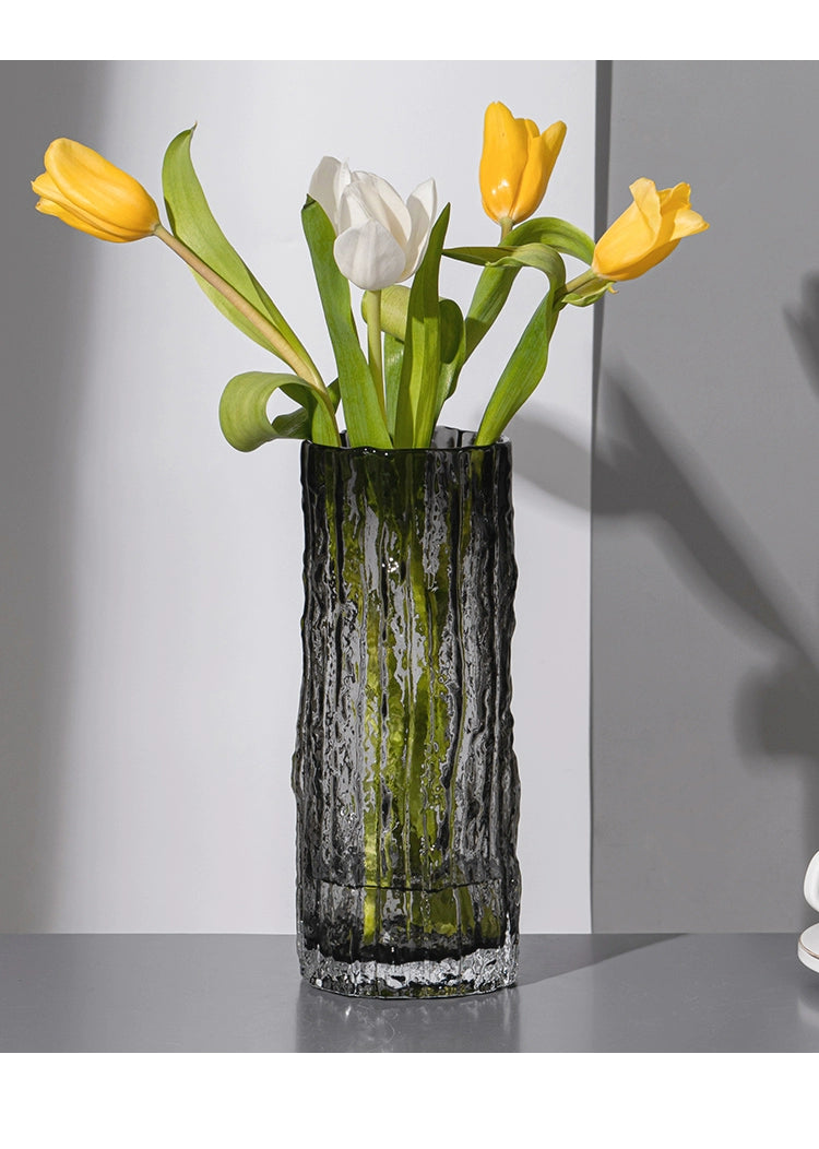 Glacier Vase Glass Transparent Flower Arrangement Living Room Dining Table Ornament | Extreme Frozen