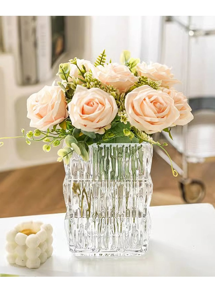 Vase ornament Living room flower arrangement glass transparent ins style light luxury high sense | Ada