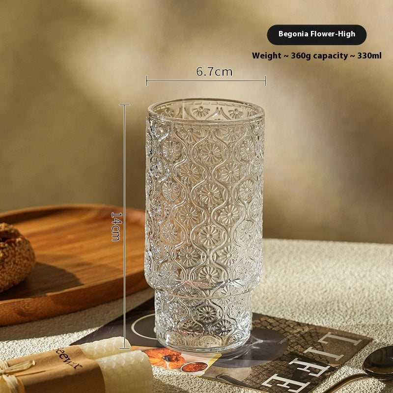 Niche medieval relief glass bubble juice cup beer cup | locust flower