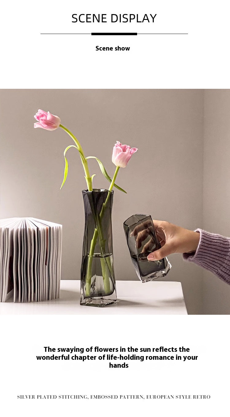 Tlife · Beauty · Vase Light Luxury High-end Ornament Flower Arrangement Living Room Glass Creative Art | Ermei