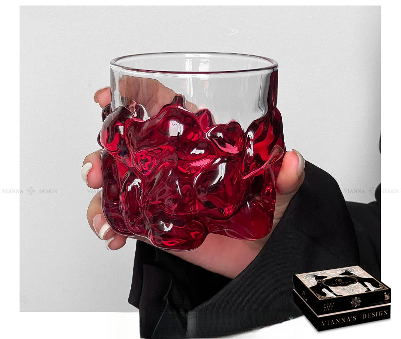 Rose Red · AHDN Creative Bright Glass Water Cup Household High Value Drink Cup Whiskey Glass