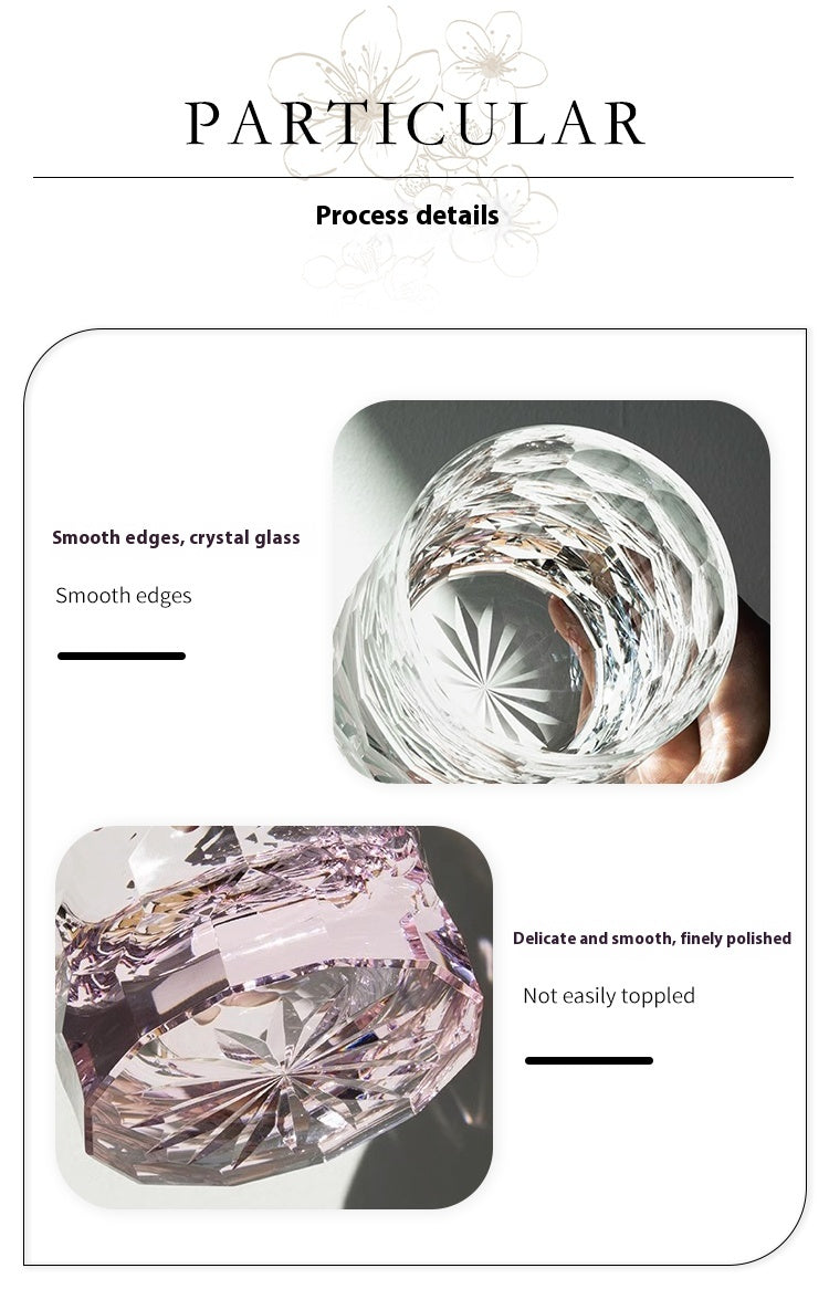 Pink Crystal Cup Glass Edo Cut Handmade Whiskey | Ke Yu