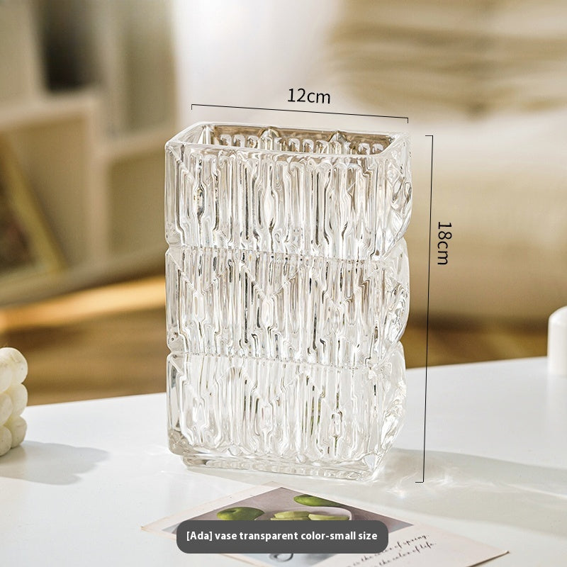 Vase ornament Living room flower arrangement glass transparent ins style light luxury high sense | Ada