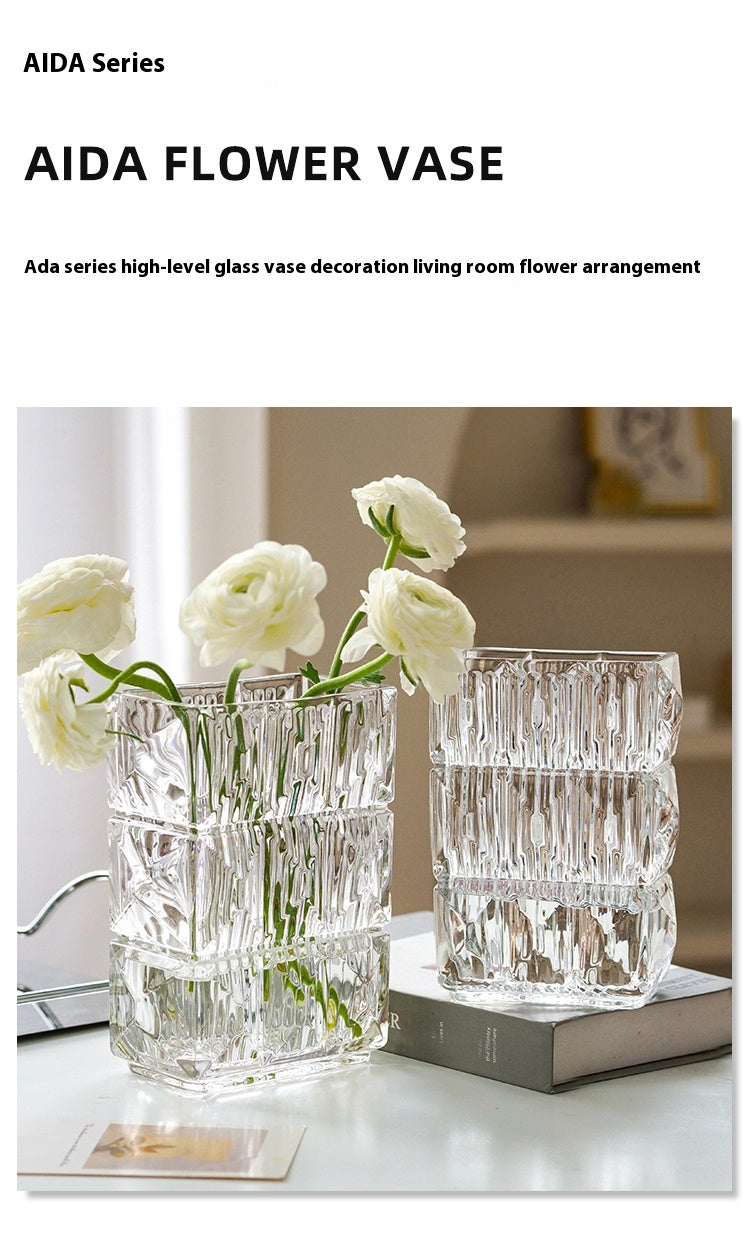 Vase ornament Living room flower arrangement glass transparent ins style light luxury high sense | Ada