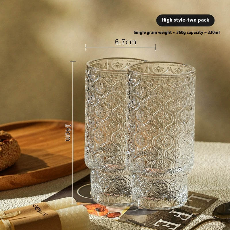 Niche medieval relief glass bubble juice cup beer cup | locust flower