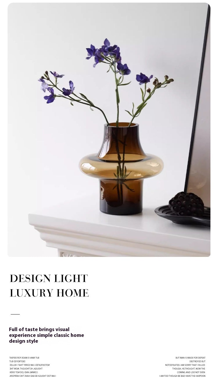 Vase light luxury medieval glass tabletop ornament high-end living room decoration | Focus