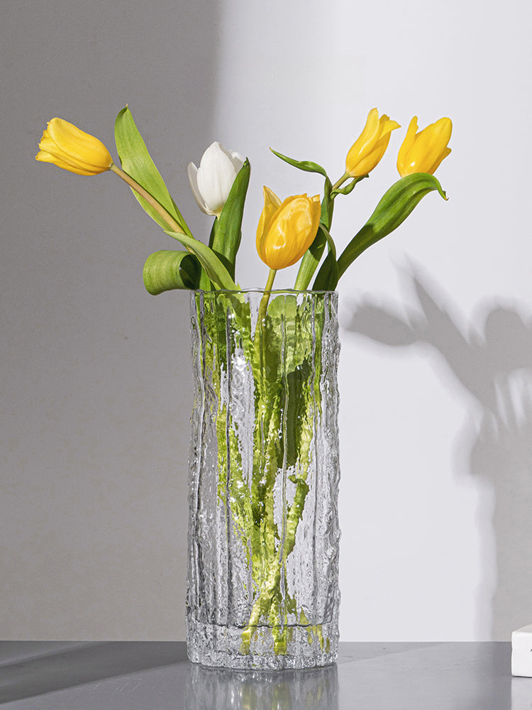 Glacier Vase Glass Transparent Flower Arrangement Living Room Dining Table Ornament | Extreme Frozen
