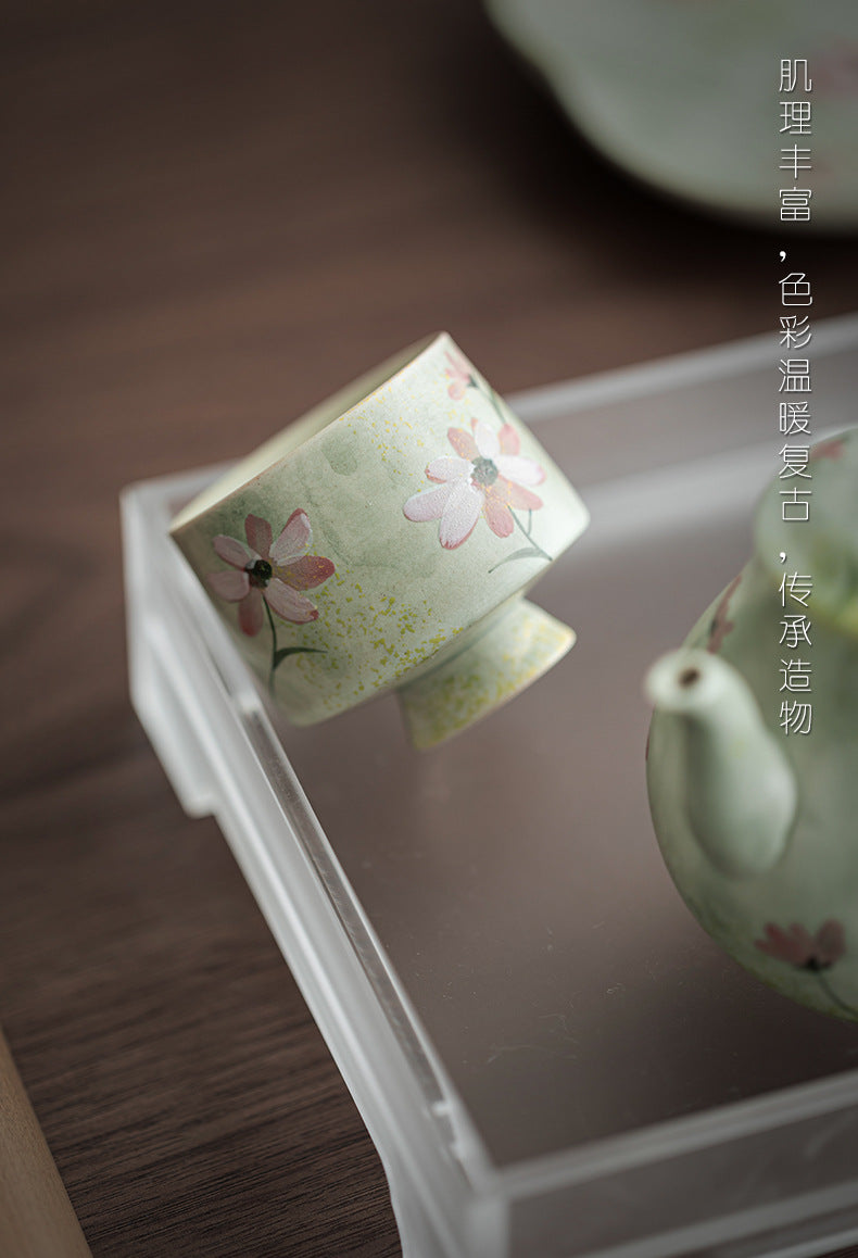 手描きの雛菊陶器の主人のカップの精緻なお茶のカップ家庭用のカップの高い足のカップのギフトセットのBrasilien 