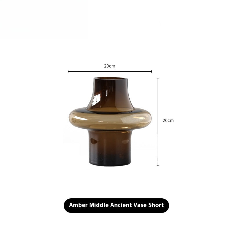 Vase light luxury medieval glass tabletop ornament high-end living room decoration | Focus