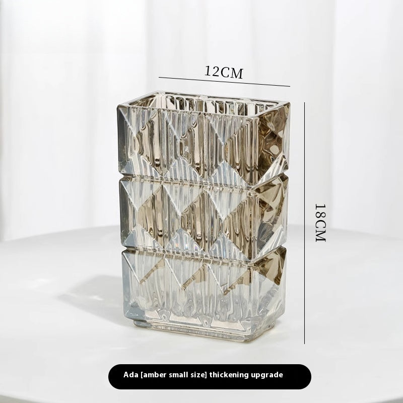 Vase ornament Living room flower arrangement glass transparent ins style light luxury high sense | Ada