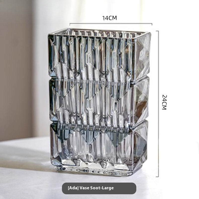 Vase ornament Living room flower arrangement glass transparent ins style light luxury high sense | Ada