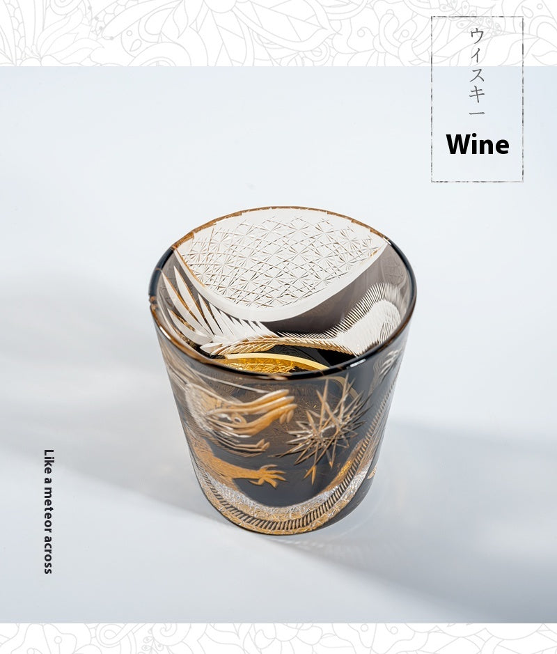 Year of the Dragon limited edition, black dragon cup, hand-carved foreign wine cup, whiskey glass, lead-free crystal glass, high-end.